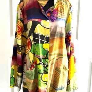 Colorful Women’s Shirt Long Sleeves and  Floral Design